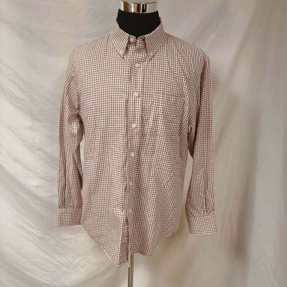 Steve & Barry's Mens Large Cream Red Check Long Sleeve Button Up Shirt - Picture 5 of 12
